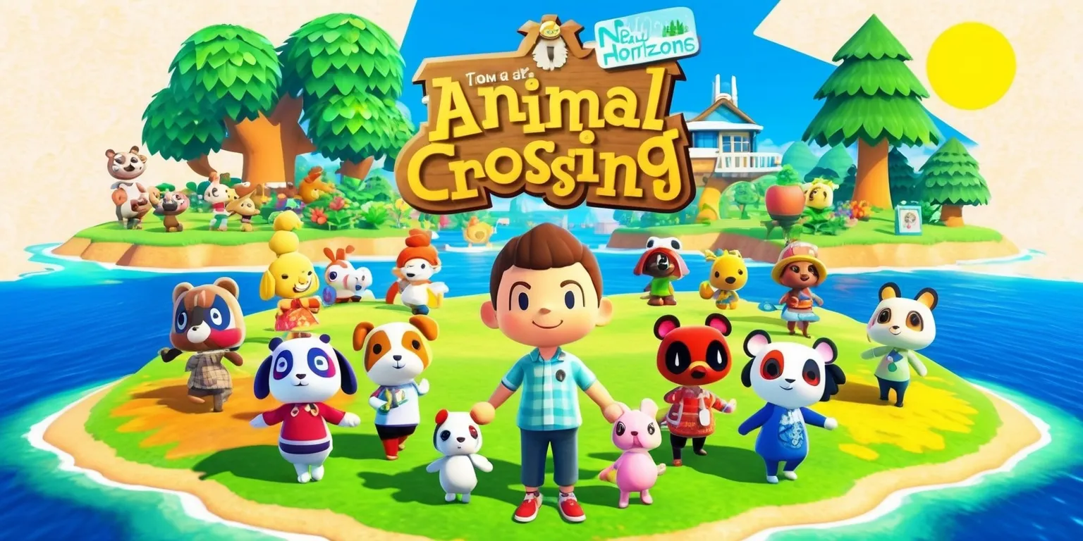 A colorful digital illustration of the Animal Crossing: New Horizons game, featuring Tom Nook standing in front of a beautifully designed island, with vibrant green trees, bright blue waters, and a clear sunny sky, surrounded by various characters from the game, including Isabelle, K.K. Slider, and other adorable animals, with intricate details on the characters' facial features, clothing, and accessories, set against a warm and inviting background, with a mix of natural elements and man-made structures, and a subtle texture that resembles a mix of watercolor and digital painting, with bold lines and soft color transitions, and a sense of depth and dimensionality that draws the viewer into the serene and peaceful world of the game.