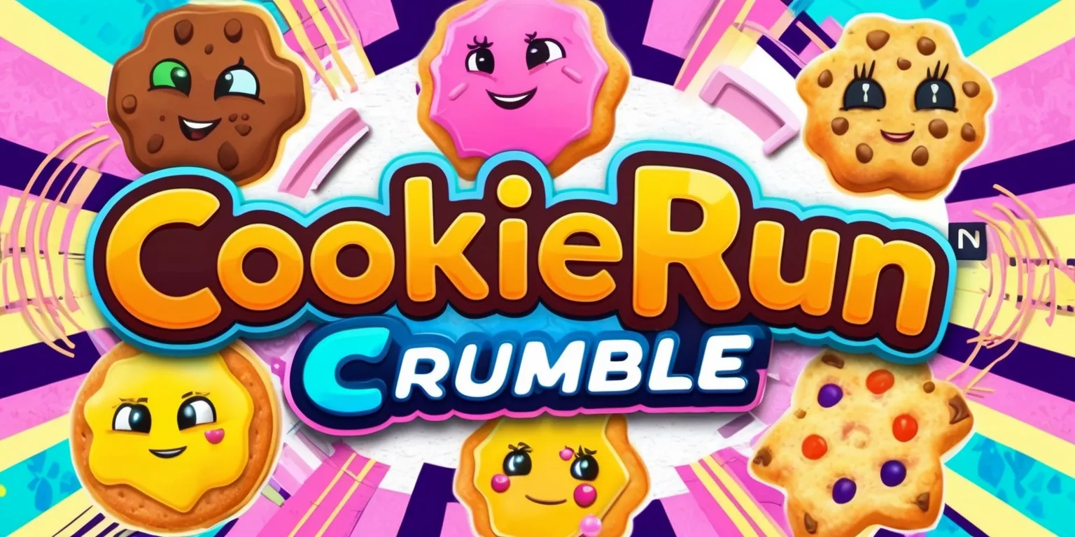 A vibrant digital illustration of the CookieRun game Crumble, featuring a variety of colorful cookies as main characters, each with distinct facial expressions and designs, set against a bright and lively background with bold lines and dynamic shapes, incorporating a mix of pastel and neon colors, with the game's logo prominently displayed in a modern, playful font with rounded edges and a glossy finish, surrounded by decorative elements and subtle textures that evoke a sense of fun and excitement, with the overall composition balanced and energetic, capturing the essence of the popular mobile game in a visually appealing and engaging way.
